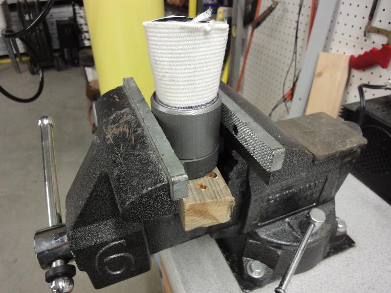 1-1/2" Coupling Chucked in a Vise