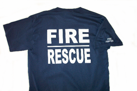 Blue Fire Tee with Fire/Rescue Back